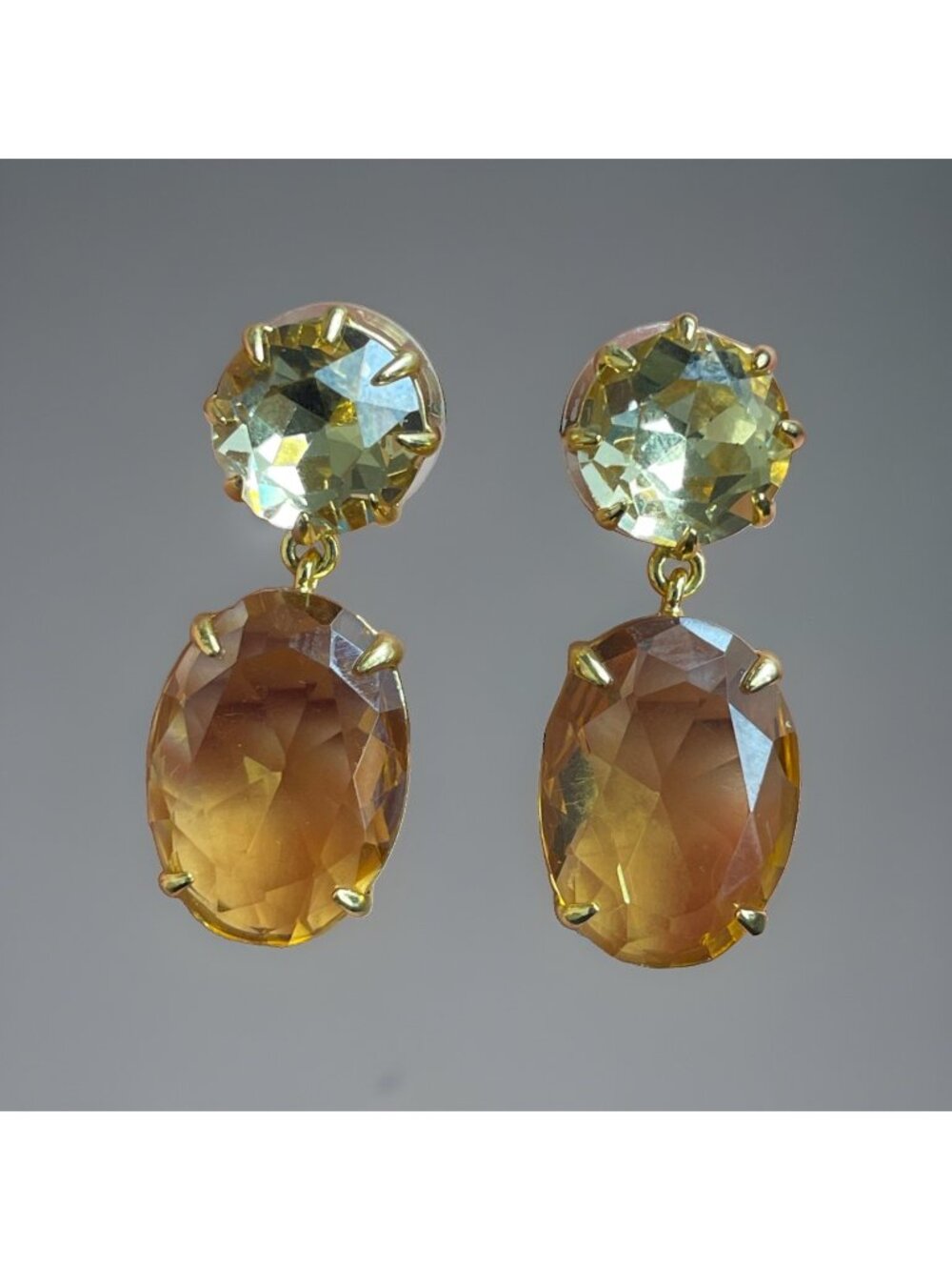 Signed J Crew Womens Oval Dangle Drop Pierced Earrings Gold-tone